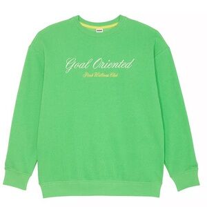 🍀PINK Victoria's Secret Green Crewneck Sweater GOAL ORIENTED